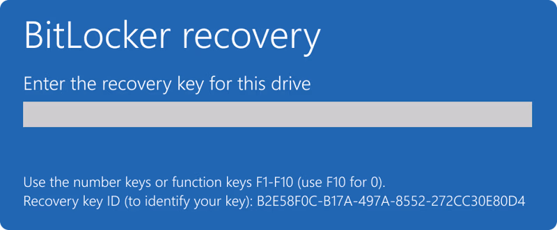 BitLocker recovery screen asking for recovery key after Windows update